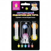 Цифра-подсвечник "0" светодиодная, ЗОЛОТАЯ СКАЗКА, в наборе 4 свечи 6 см, 1 батарейка, 591423