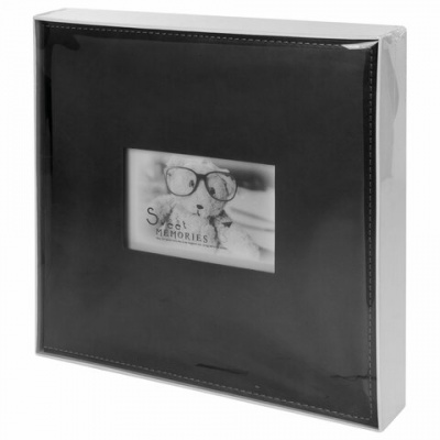 Фотоальбом BRAUBERG "Premium Black" 20 магнитных листов 30х32 см, под кожу, черный, 391186