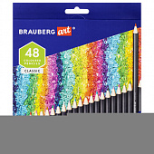 Карандаши художественные цветные BRAUBERG ART CLASSIC, 48 цветов, МЯГКИЙ грифель 3,3 мм, 181539