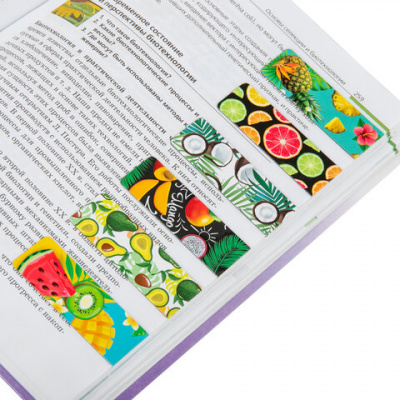 Закладки для книг МАГНИТНЫЕ, "FRUITS", набор 12 шт., 60x20 мм, BRAUBERG, 113173