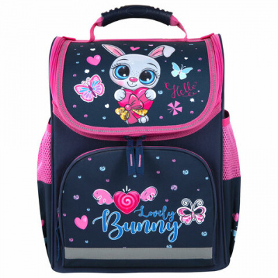 Ранец ПИФАГОР BASIC, 1 отделение, 3 кармана, эргономичная спинка, "Lovely bunny", 35х28х18 см, 271371