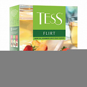 Чай TESS "Flirt" зеленый с клубникой и персиком, 100 пакетиков в конвертах по 1,5 г, 1476-09