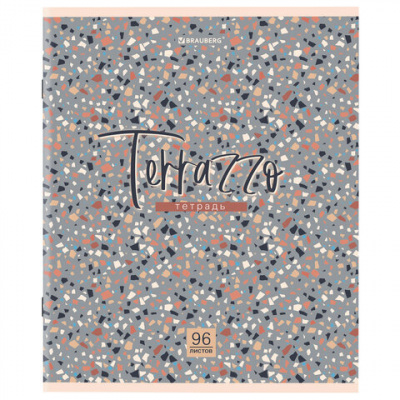 Тетрадь А5 96 л. BRAUBERG скоба, клетка, обложка картон, "Terrazzo" (микс в спайке), 404437