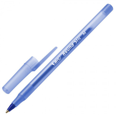 Ручки шариковые BIC "Round Stic", НАБОР 8 шт., СИНИЕ, узел 1 мм, линия письма 0,32 мм, пакет, 928497