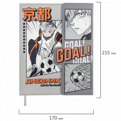 Дневник 1-11 класс 48 л., кожзам (твердая), магнитный клапан, ЮНЛАНДИЯ, "Goal", 106929