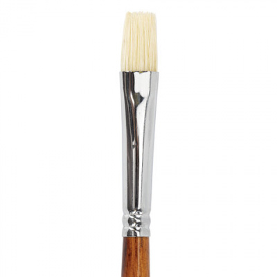 Кисть художественная профессиональная BRAUBERG ART CLASSIC, щетина, плоская, № 12, длинная ручка, 200718