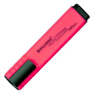 Текстовыделитель BRAUBERG "ORIGINAL NEON", РОЗОВЫЙ, линия письма 1-5 мм, 152213