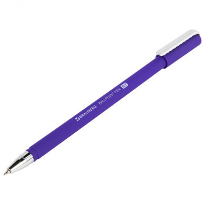 Ручка шариковая BRAUBERG SOFT TOUCH STICK "NEON", СИНЯЯ, мягкое покрытие, корпус ассорти, узел 0,7 мм, 143697