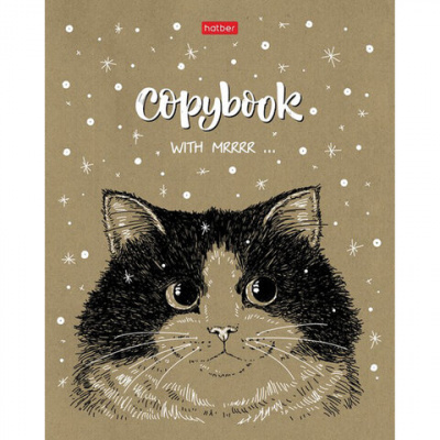 Тетрадь А5, 48 л., HATBER, скоба, клетка, обложка крафт-картон, "Милые зверьки" (микс в спайке), 066339, 48Т5В1