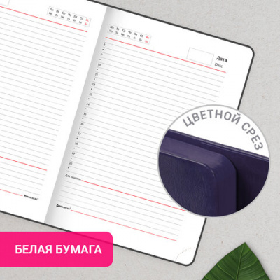 Ежедневник с магнитным клапаном недатированный, под кожу, А5, фиолетовый, BRAUBERG "Magnetic X", 113282