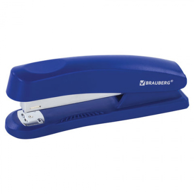 Степлер №24/6, 26/6 BRAUBERG "Standard+", до 30 листов, полнозагрузочный, синий, 228607