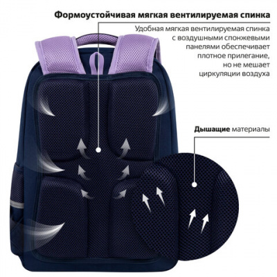 Рюкзак ЮНЛАНДИЯ COMPLETE, с пеналом в комплекте, эрго-спинка, "Bored cat", 42х29х14 см, 272055