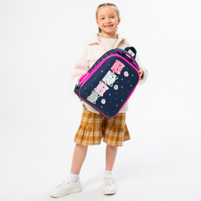 Ранец BRAUBERG KIDS START, 1 отделение, 2 кармана, "Четыре котика", 35х26х13 см, 273150