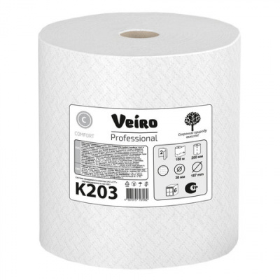 Полотенца бумажные рулонные 150 м, VEIRO (Система H1) COMFORT, 2-слойные, белые, КОМПЛЕКТ 6 рулонов, K203