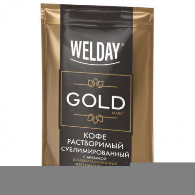 Кофе растворимый WELDAY (ВЭЛДЭЙ) "GOLD" 500 г, БРАЗИЛИЯ, арабика, сублимированный, 622673