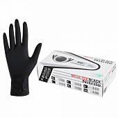 Перчатки нитриловые сверхпрочные с текстурой SFM MEGA TEX BLACK, Германия, 25 пар (50 штук), размер 7-8 (средний)