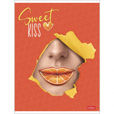 Тетрадь А5, 48 л., HATBER, скоба, клетка, матовая ламинация, 3D-лак, "Sweet kiss" (5 видов в спайке), 48Т5лолВ1
