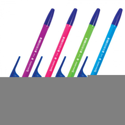 Ручка шариковая BRAUBERG "X-333" NEON SOLID, СИНЯЯ, корпус ассорти, узел 0,7 мм, линия письма 0,35 мм, 142831