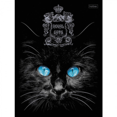 Тетрадь А5, 48 л., HATBER, скоба, клетка, матовая ламинация, 3D, "RoyalCats" (5 видов в спайке), 48Т5лофл