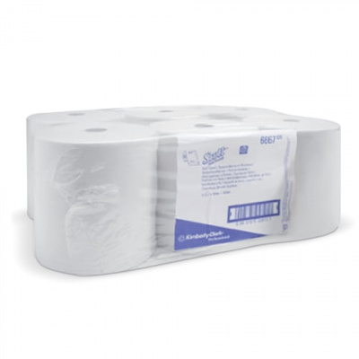 Полотенца бумажные рулонные KIMBERLY-CLARK Scott, КОМПЛЕКТ 6 шт., 304 м, белые, артикул 6667