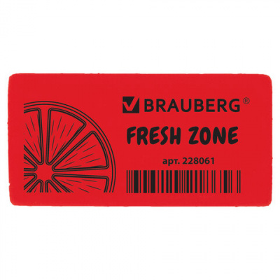 Ластик BRAUBERG "Fresh Zone", 40х20х10 мм, цвет ассорти, прямоугольный, 228061