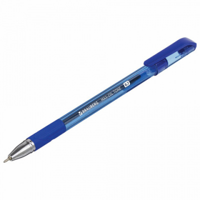 Ручка шариковая масляная с грипом BRAUBERG "Max-Oil Tone", СИНЯЯ, узел 0,7 мм, линия письма 0,35 мм, 142693