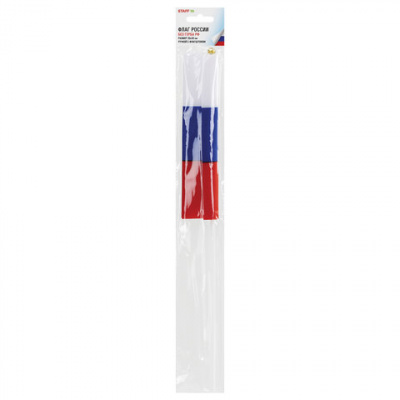 Флаг России ручной 20х30 см, без герба, с флагштоком, BRAUBERG/STAFF, 550181