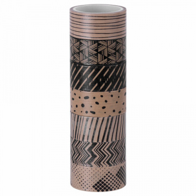 Клейкие WASHI-ленты для декора КОФЕЙНЫЕ ЦВЕТА, 15 мм х 3 м, 7 цветов, рисовая бумага, ОСТРОВ СОКРОВИЩ, 661706