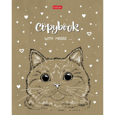 Тетрадь А5, 48 л., HATBER, скоба, клетка, обложка крафт-картон, "Милые зверьки" (микс в спайке), 066339, 48Т5В1