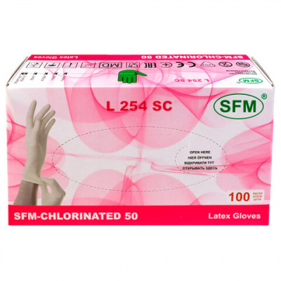 Перчатки латексные смотровые SFM Grip-Surface/ L 254 SC, Германия, 50 пар (100 штук), размер 6-7, S (малый)