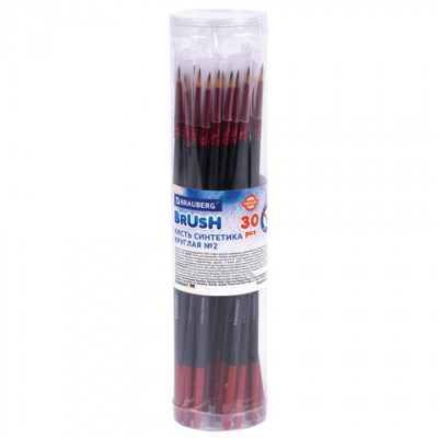 Кисть синтетика, круглая № 2, BRAUBERG PREMIUM, 201001