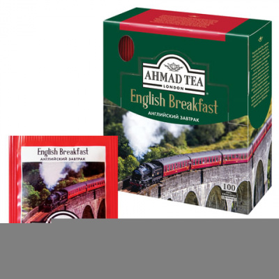 Чай AHMAD "English Breakfast" черный, 100 пакетиков в конвертах по 2 г, 600i-08
