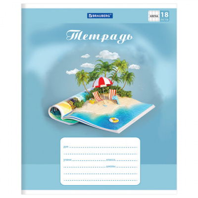 Тетрадь 18 л. BRAUBERG, клетка, обложка картон, WORLD IN BOOK, 402993