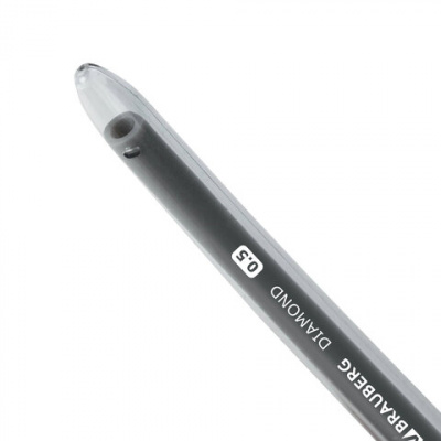 Ручка гелевая BRAUBERG DIAMOND, ЧЕРНАЯ, игольчатый узел 0,5 мм, линия письма 0,25 мм, 143379