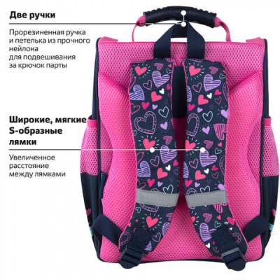 Ранец ПИФАГОР BASIC, 1 отделение, 3 кармана, эргономичная спинка, "Lovely bunny", 35х28х18 см, 271371