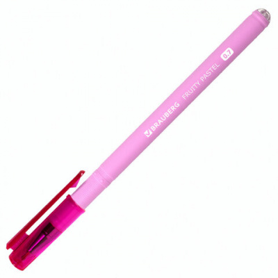 Ручка шариковая масляная BRAUBERG "FRUITY Pastel", СИНЯЯ, soft-touch, узел 0,7 мм, линия письма 0,35 мм, 142958