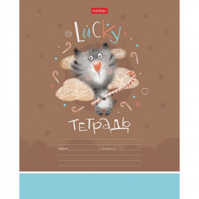 Тетрадь 12 л. HATBER клетка, обложка картон, "Счастливчики" (микс в спайке), 067954, 12Т5В1