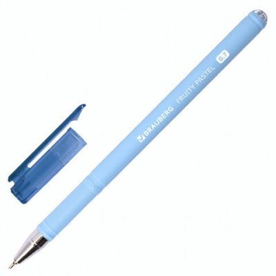 Ручка шариковая масляная BRAUBERG "FRUITY Pastel", СИНЯЯ, soft-touch, узел 0,7 мм, линия письма 0,35 мм, 142958