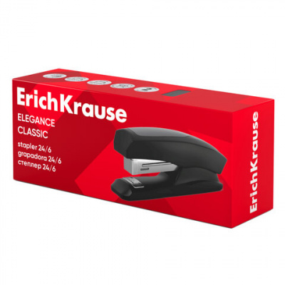 Степлер №24/6 ERICH KRAUSE "Elegance", до 30 листов, с резиновой накладкой, черный, 2241