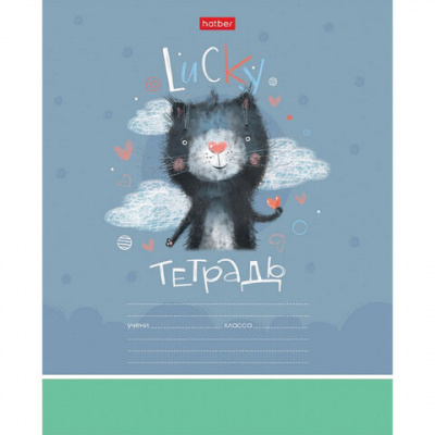 Тетрадь 12 л. HATBER клетка, обложка картон, "Счастливчики" (микс в спайке), 067954, 12Т5В1