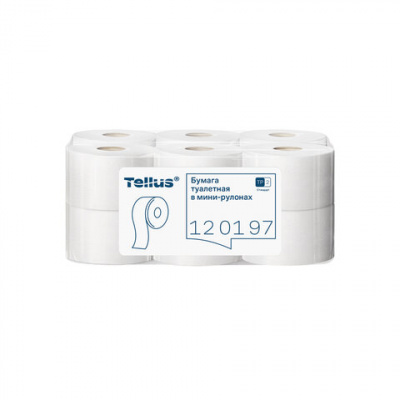 Бумага туалетная 200 метров, Tellus/TORK (Система T2) UNIVERSAL, 1-слойная, КОМПЛЕКТ 12 рулонов, 120197