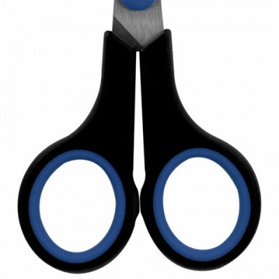 Ножницы BRAUBERG "Soft Grip", 140 мм, черно-синие, резиновые вставки, 3-сторонняя заточка, 230760
