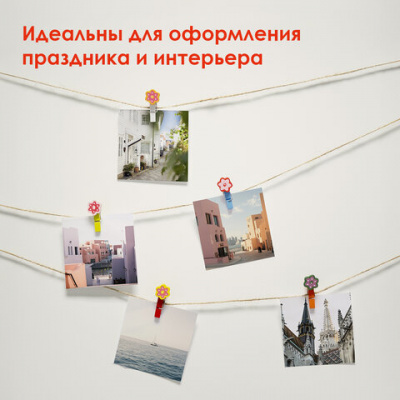 Прищепки декоративные "Цветочки", 5 штук, 3,5 см, ассорти, ОСТРОВ СОКРОВИЩ, 661302
