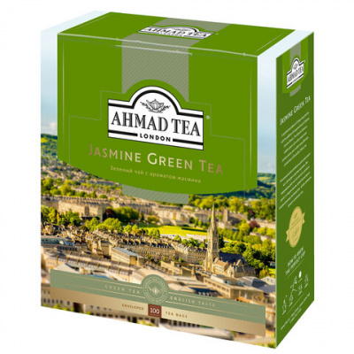 Чай AHMAD (Ахмад) "Jasmine Green Tea" зелёный с жасмином, 100 пакетиков в конвертах по 2 г, 475i-08