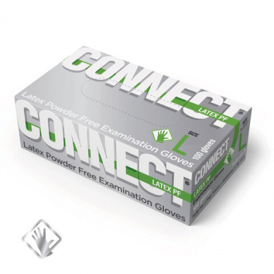 Перчатки смотровые латексные 50 пар (100 штук), CONNECT, размер 8-9, L (большой)